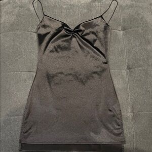 Elegant Black Satin Slip Dress